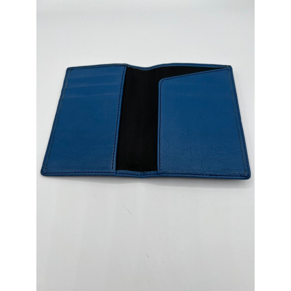 Coach Blue Leather Passport Wallet Holder Travel Case Card Organizer - Picture 2 of 8